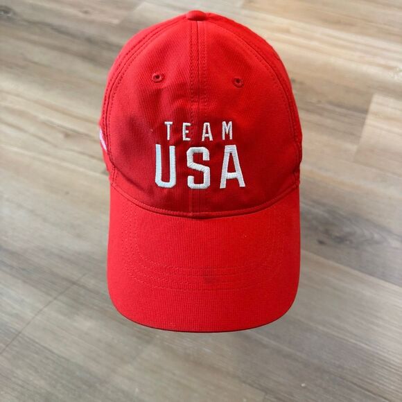 Nike Team USA Red Olympic Adjustable Strap Hat Coca Cola Dri Fit America Cap - Picture 1 of 5